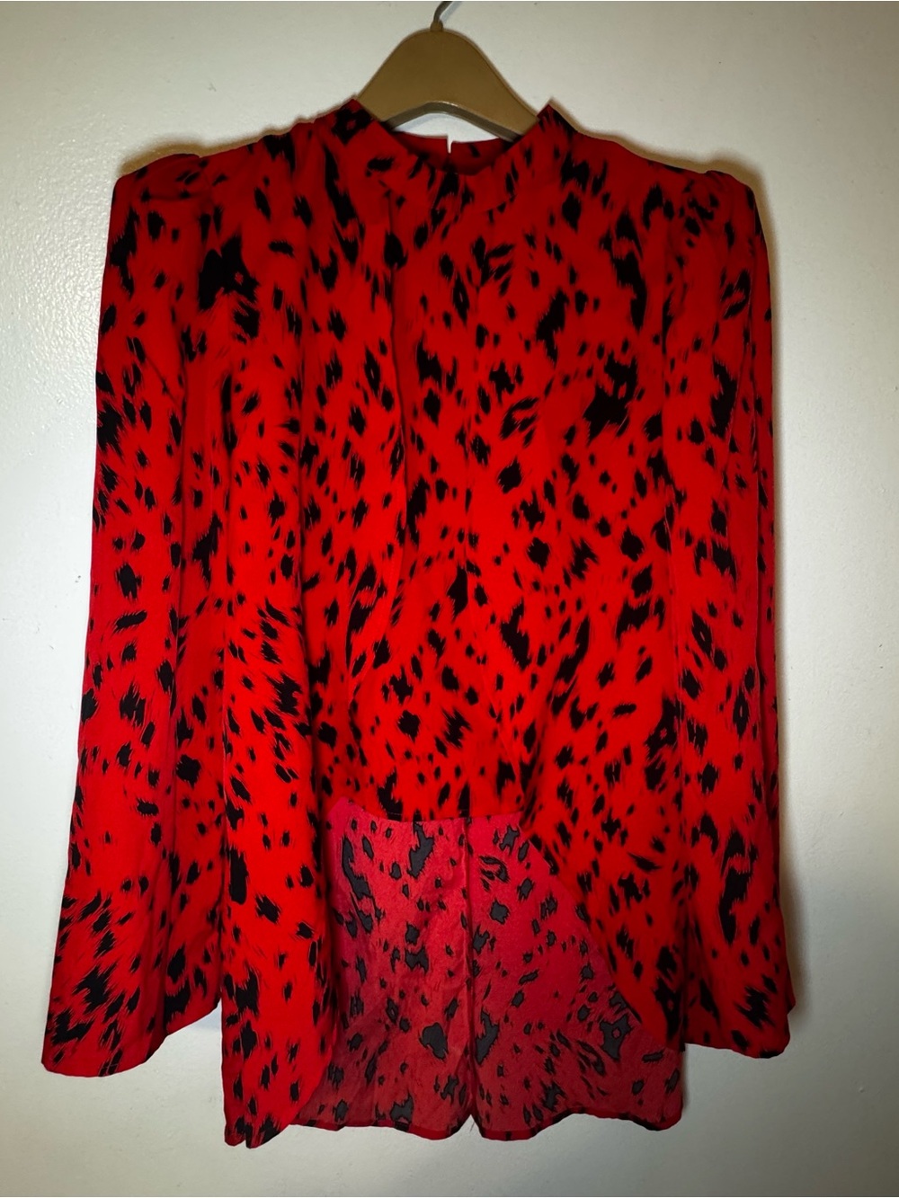 Red and Black Leopard Print Blouse Size L